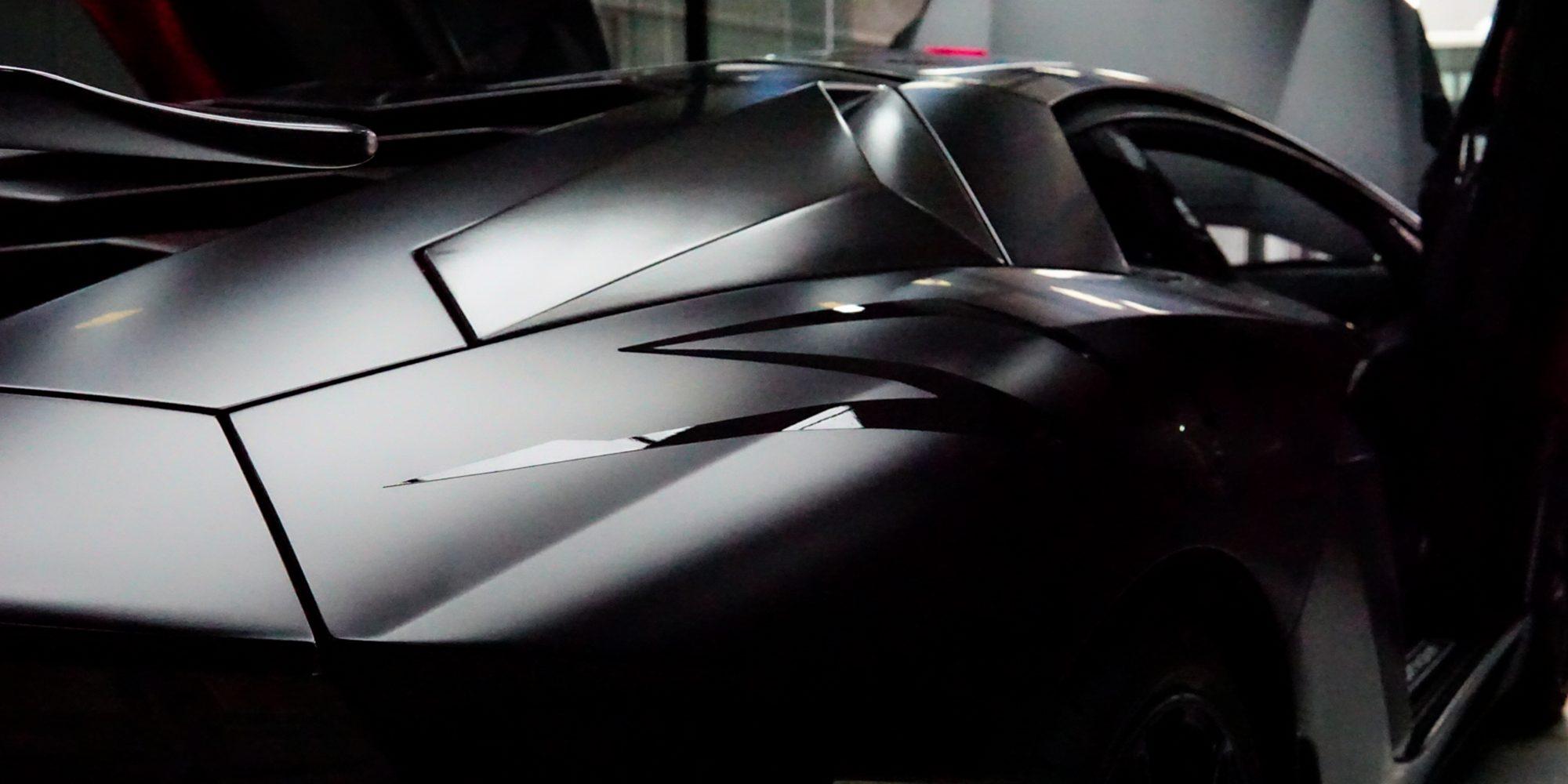 Matte black PPF wrap detail at Detailing Dynamics Dubai