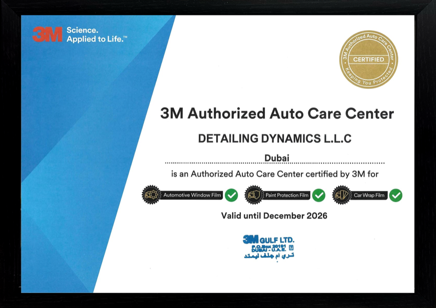 3M Authorised Auto Care Centre Certificate